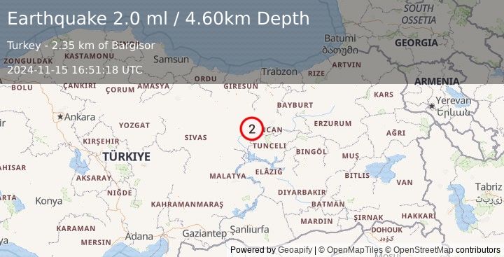 Earthquake EASTERN TURKEY (2.0 ml) (2024-11-15 16:51:18 UTC)