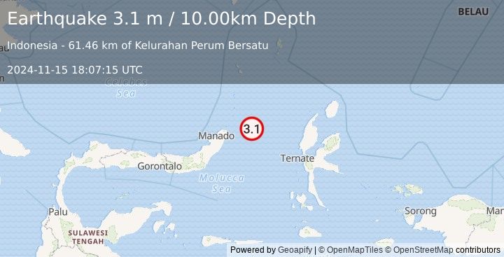 Earthquake MOLUCCA SEA (3.1 m) (2024-11-15 18:07:15 UTC)