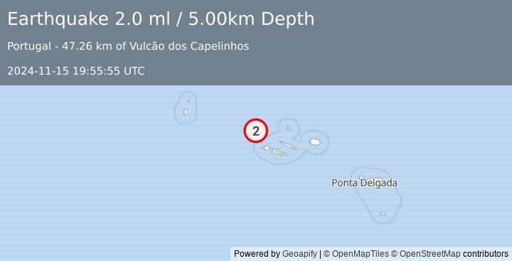 Earthquake AZORES ISLANDS, PORTUGAL (2.0 ml) (2024-11-15 19:55:55 UTC)