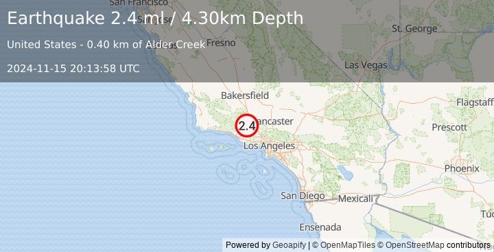 Earthquake SOUTHERN CALIFORNIA (2.4 ml) (2024-11-15 20:13:58 UTC)