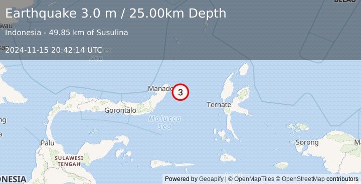 Earthquake MOLUCCA SEA (3.0 m) (2024-11-15 20:42:14 UTC)