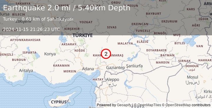 Earthquake CENTRAL TURKEY (2.0 ml) (2024-11-15 21:26:23 UTC)