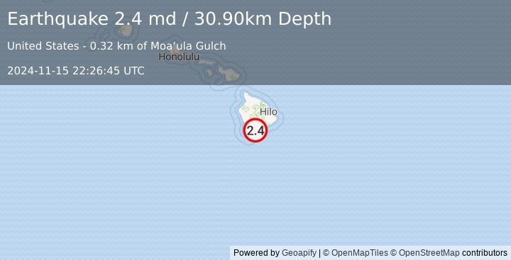 Earthquake ISLAND OF HAWAII, HAWAII (2.4 md) (2024-11-15 22:26:45 UTC)