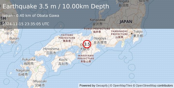 Earthquake NEAR S. COAST OF WESTERN HONSHU (3.5 m) (2024-11-15 23:35:05 UTC)