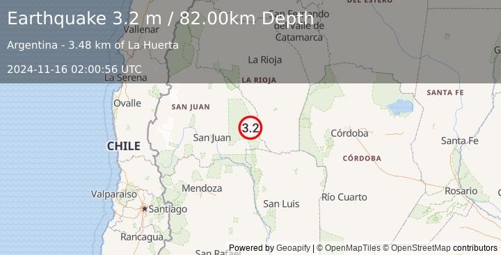 Earthquake SAN JUAN, ARGENTINA (3.2 m) (2024-11-16 02:00:56 UTC)