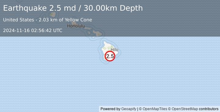 Earthquake ISLAND OF HAWAII, HAWAII (2.5 md) (2024-11-16 02:56:42 UTC)