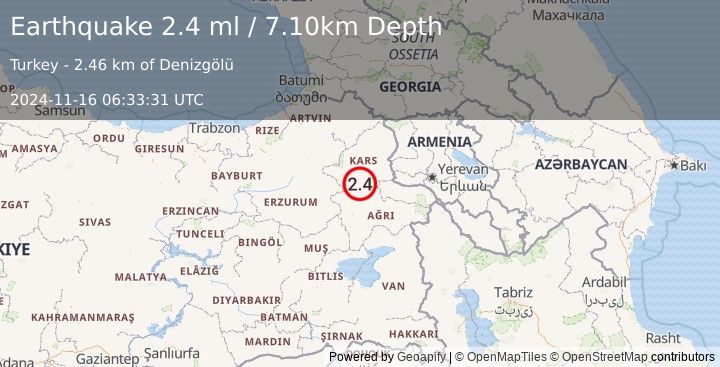 Earthquake EASTERN TURKEY (2.4 ml) (2024-11-16 06:33:31 UTC)