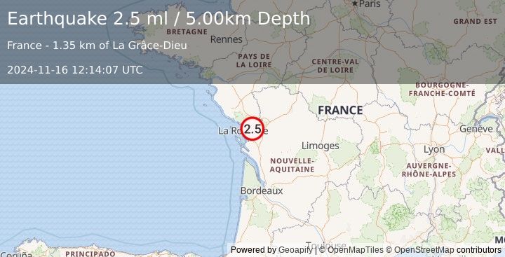 Earthquake FRANCE (2.5 ml) (2024-11-16 12:14:07 UTC)