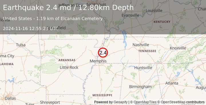 Earthquake TENNESSEE (2.4 md) (2024-11-16 12:55:23 UTC)