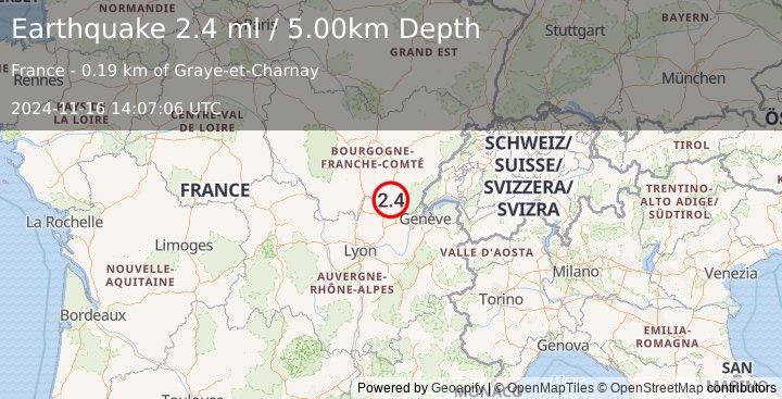 Earthquake FRANCE (2.4 ml) (2024-11-16 14:07:06 UTC)