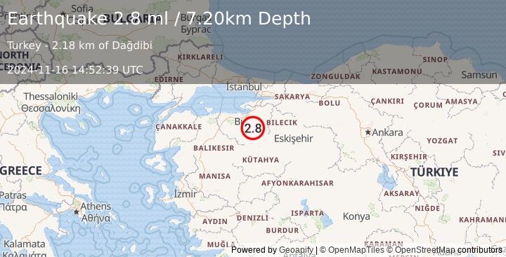 Earthquake WESTERN TURKEY (2.8 ml) (2024-11-16 14:52:39 UTC)