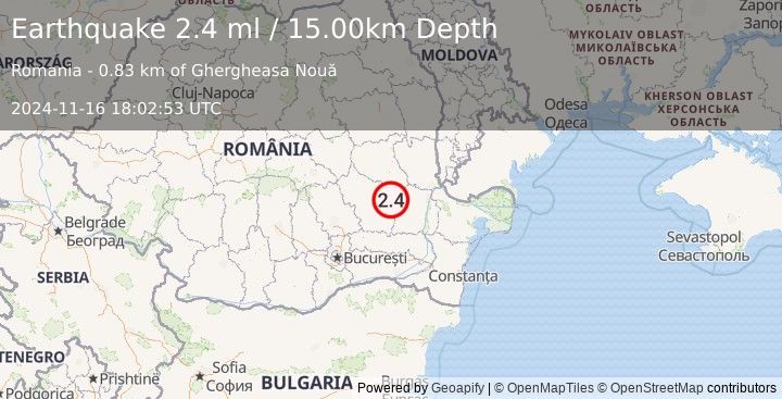 Earthquake ROMANIA (2.4 ml) (2024-11-16 18:02:53 UTC)