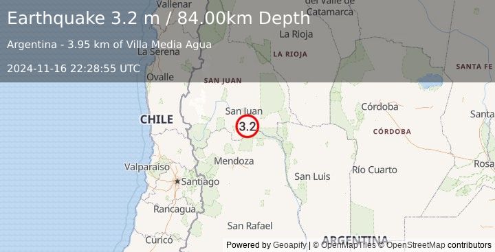 Earthquake SAN JUAN, ARGENTINA (3.2 m) (2024-11-16 22:28:55 UTC)