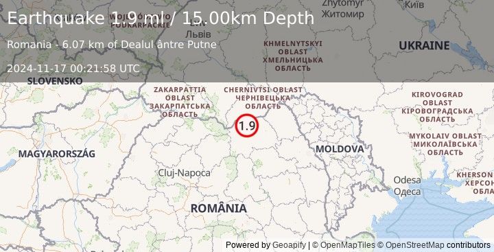 Earthquake ROMANIA (1.9 ml) (2024-11-17 00:21:58 UTC)