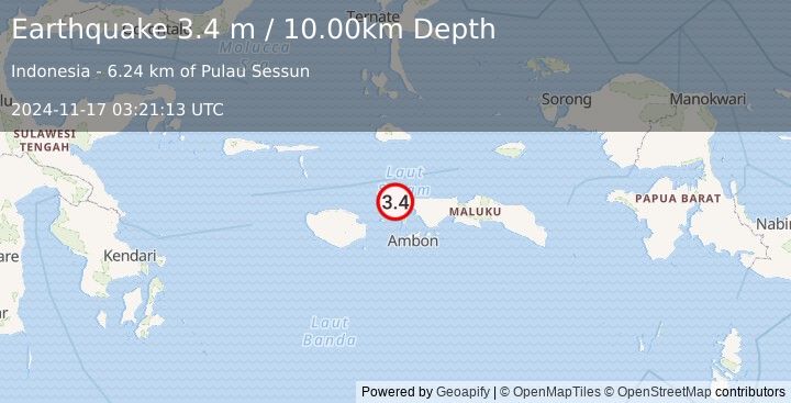 Earthquake CERAM SEA, INDONESIA (3.4 m) (2024-11-17 03:21:13 UTC)