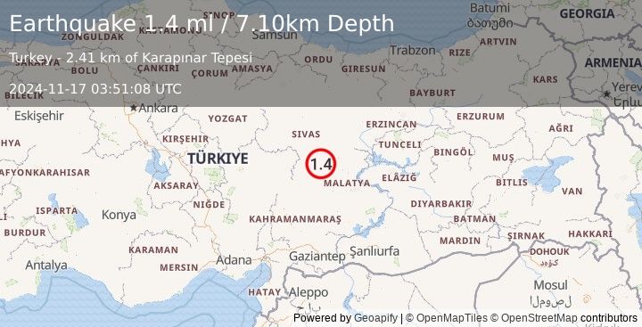 Earthquake CENTRAL TURKEY (1.4 ml) (2024-11-17 03:51:08 UTC)