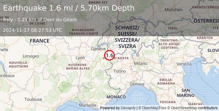 Earthquake FRANCE (1.6 ml) (2024-11-17 08:27:53 UTC)