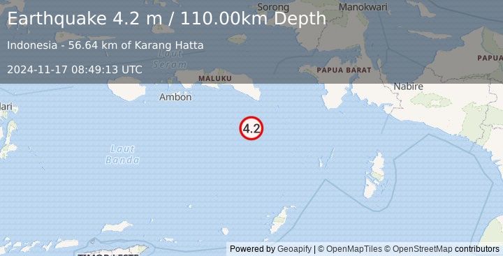 Earthquake BANDA SEA (4.2 m) (2024-11-17 08:49:13 UTC)