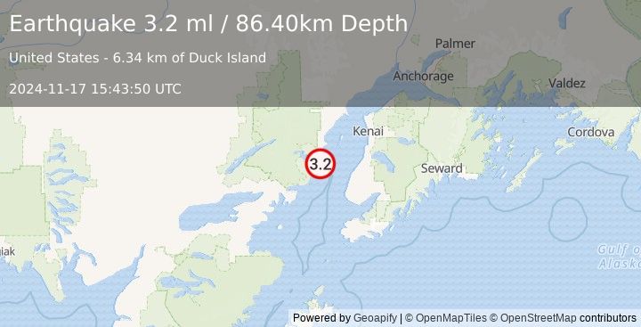 Earthquake SOUTHERN ALASKA (3.2 ml) (2024-11-17 15:43:50 UTC)