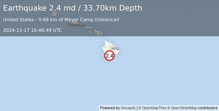 Earthquake ISLAND OF HAWAII, HAWAII (2.4 md) (2024-11-17 16:46:49 UTC)