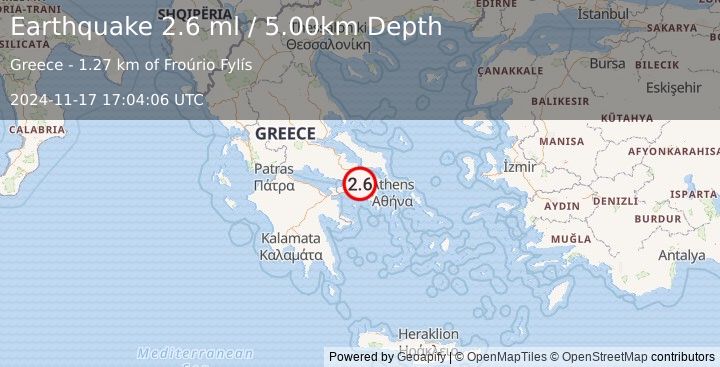 Earthquake GREECE (2.6 ml) (2024-11-17 17:04:06 UTC)