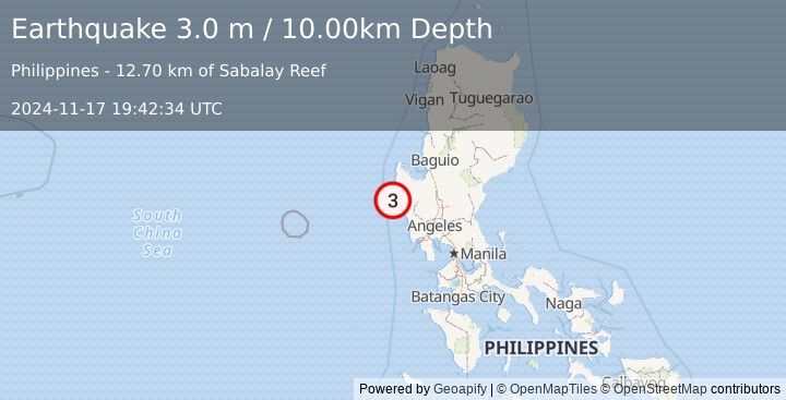 Earthquake LUZON, PHILIPPINES (3.0 m) (2024-11-17 19:42:34 UTC)