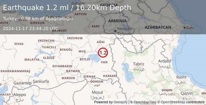 Earthquake EASTERN TURKEY (1.2 ml) (2024-11-17 23:44:20 UTC)