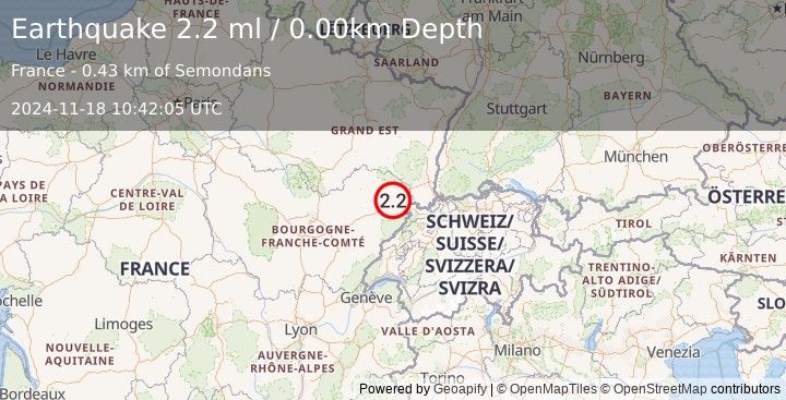 Earthquake FRANCE (2.2 ml) (2024-11-18 10:42:05 UTC)