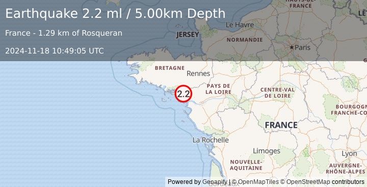 Earthquake FRANCE (2.2 ml) (2024-11-18 10:49:05 UTC)