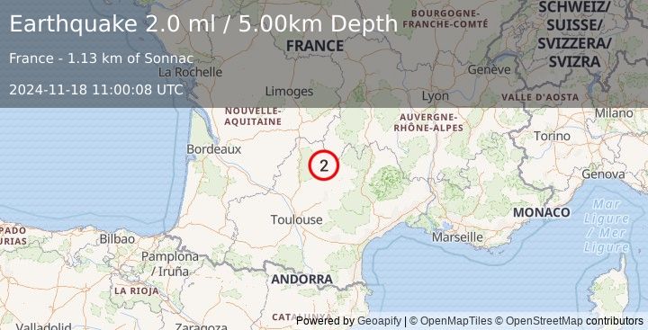 Earthquake FRANCE (2.0 ml) (2024-11-18 11:00:08 UTC)