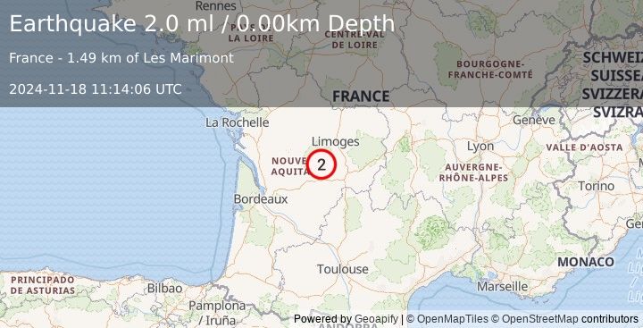 Earthquake FRANCE (2.0 ml) (2024-11-18 11:14:06 UTC)