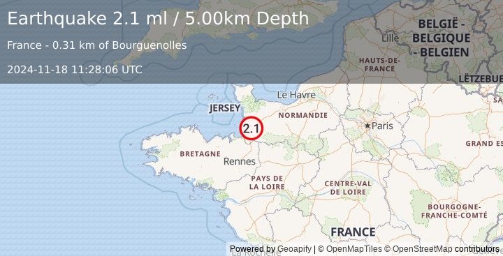 Earthquake FRANCE (2.1 ml) (2024-11-18 11:28:06 UTC)