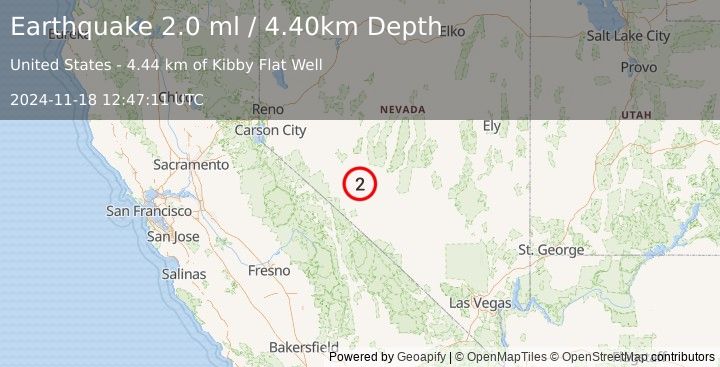 Earthquake NEVADA (2.0 ml) (2024-11-18 12:47:11 UTC)