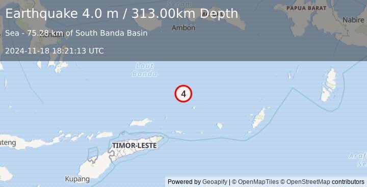 Earthquake BANDA SEA (4.0 m) (2024-11-18 18:21:13 UTC)