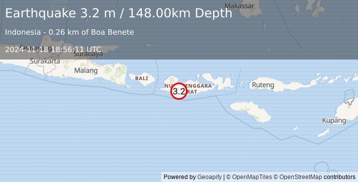 Earthquake LOMBOK REGION, INDONESIA (3.2 m) (2024-11-18 18:56:11 UTC)