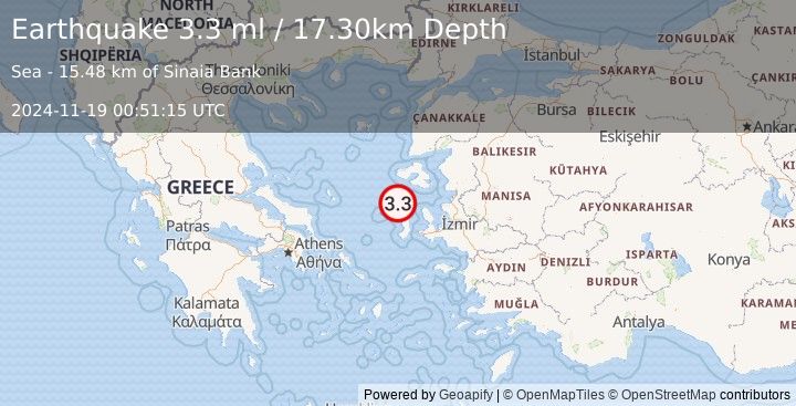 Earthquake AEGEAN SEA (3.3 ml) (2024-11-19 00:51:15 UTC)