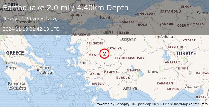 Earthquake WESTERN TURKEY (2.0 ml) (2024-11-19 01:42:13 UTC)