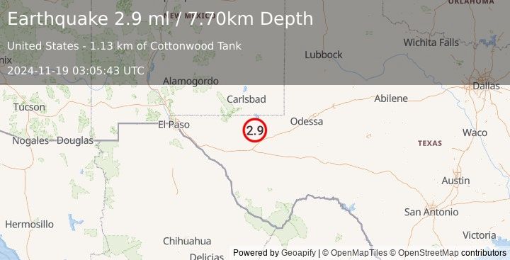 Earthquake WESTERN TEXAS (2.9 ml) (2024-11-19 03:05:43 UTC)