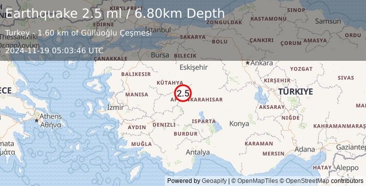 Earthquake WESTERN TURKEY (2.5 ml) (2024-11-19 05:03:46 UTC)