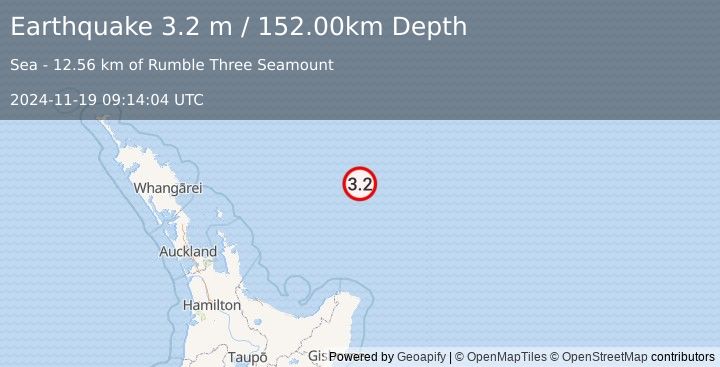 Earthquake OFF E. COAST OF N. ISLAND, N.Z. (3.2 m) (2024-11-19 09:14:04 UTC)