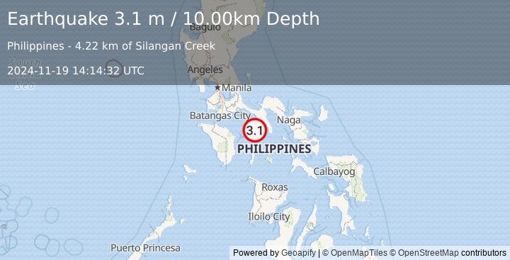 Earthquake LUZON, PHILIPPINES (3.1 m) (2024-11-19 14:14:32 UTC)