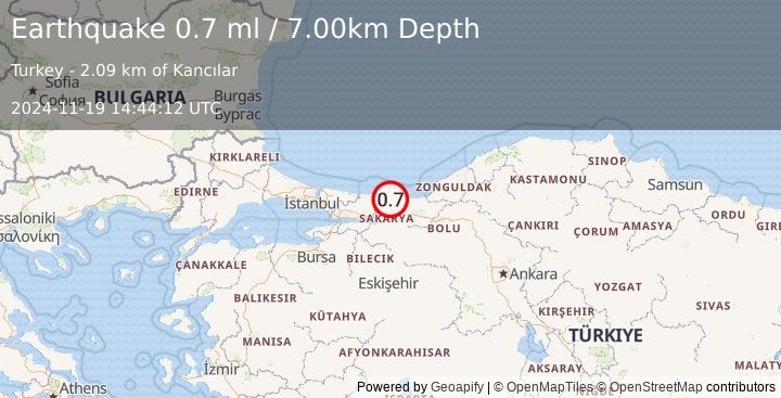 Earthquake WESTERN TURKEY (0.7 ml) (2024-11-19 14:44:12 UTC)