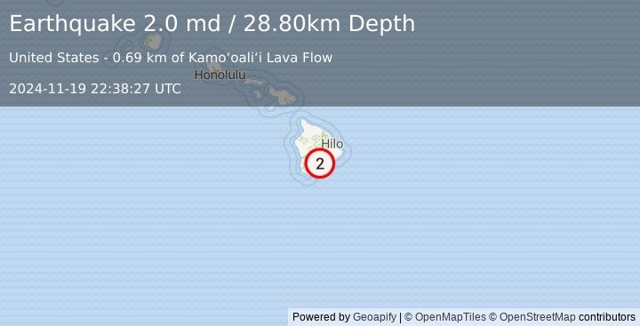 Earthquake ISLAND OF HAWAII, HAWAII (2.0 md) (2024-11-19 22:38:27 UTC)