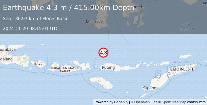 Earthquake FLORES SEA (4.3 m) (2024-11-20 08:15:01 UTC)