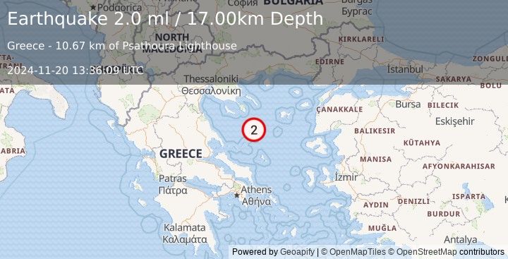 Earthquake AEGEAN SEA (2.0 ml) (2024-11-20 13:36:09 UTC)