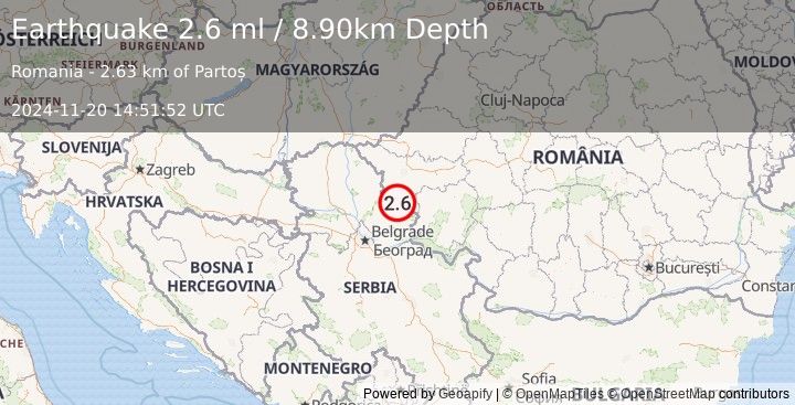 Earthquake ROMANIA (2.6 ml) (2024-11-20 14:51:52 UTC)