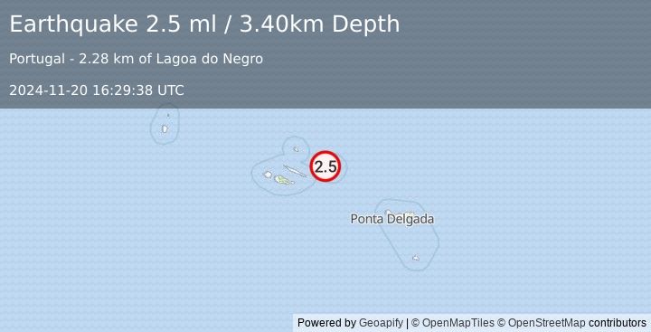 Earthquake AZORES ISLANDS, PORTUGAL (2.5 ml) (2024-11-20 16:29:38 UTC)