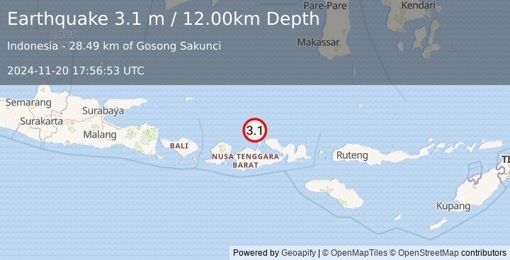 Earthquake BALI SEA (3.1 m) (2024-11-20 17:56:53 UTC)