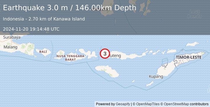 Earthquake FLORES REGION, INDONESIA (3.0 m) (2024-11-20 19:14:48 UTC)