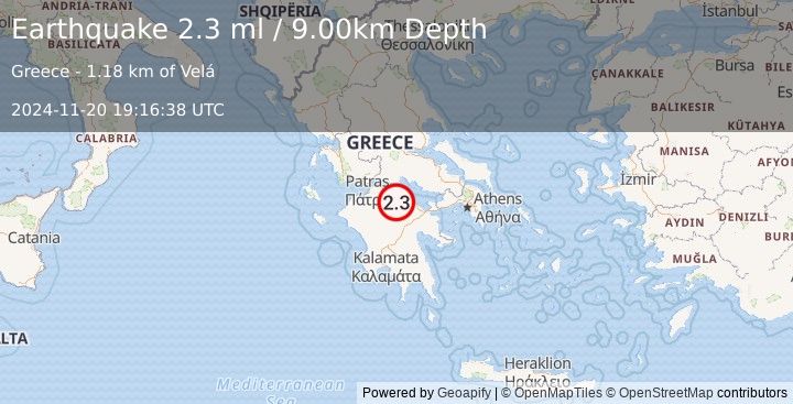 Earthquake GREECE (2.3 ml) (2024-11-20 19:16:38 UTC)